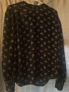 LOFT Black Mini Bow Print Skirt